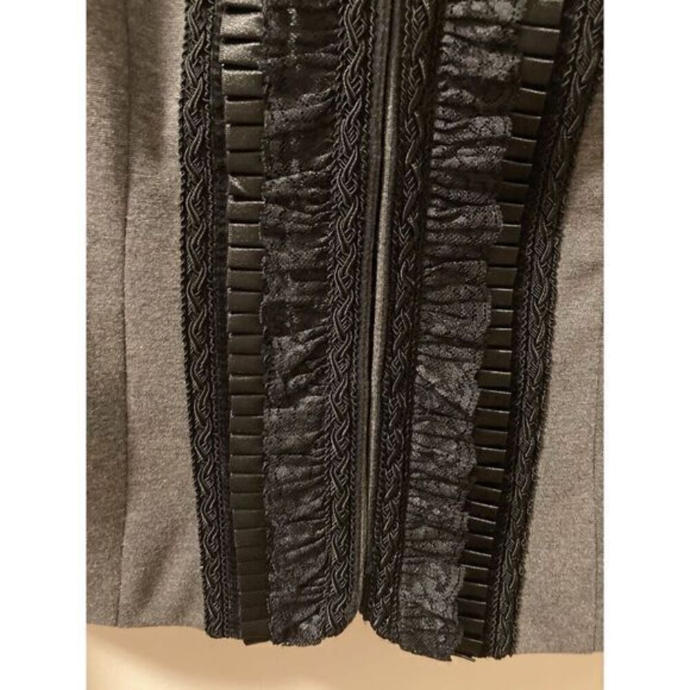 Coldwater Creek Gray Blazer Jacket Sz 8 Black Lace Ruffles Goth Dark Academia - Picture 3 of 10